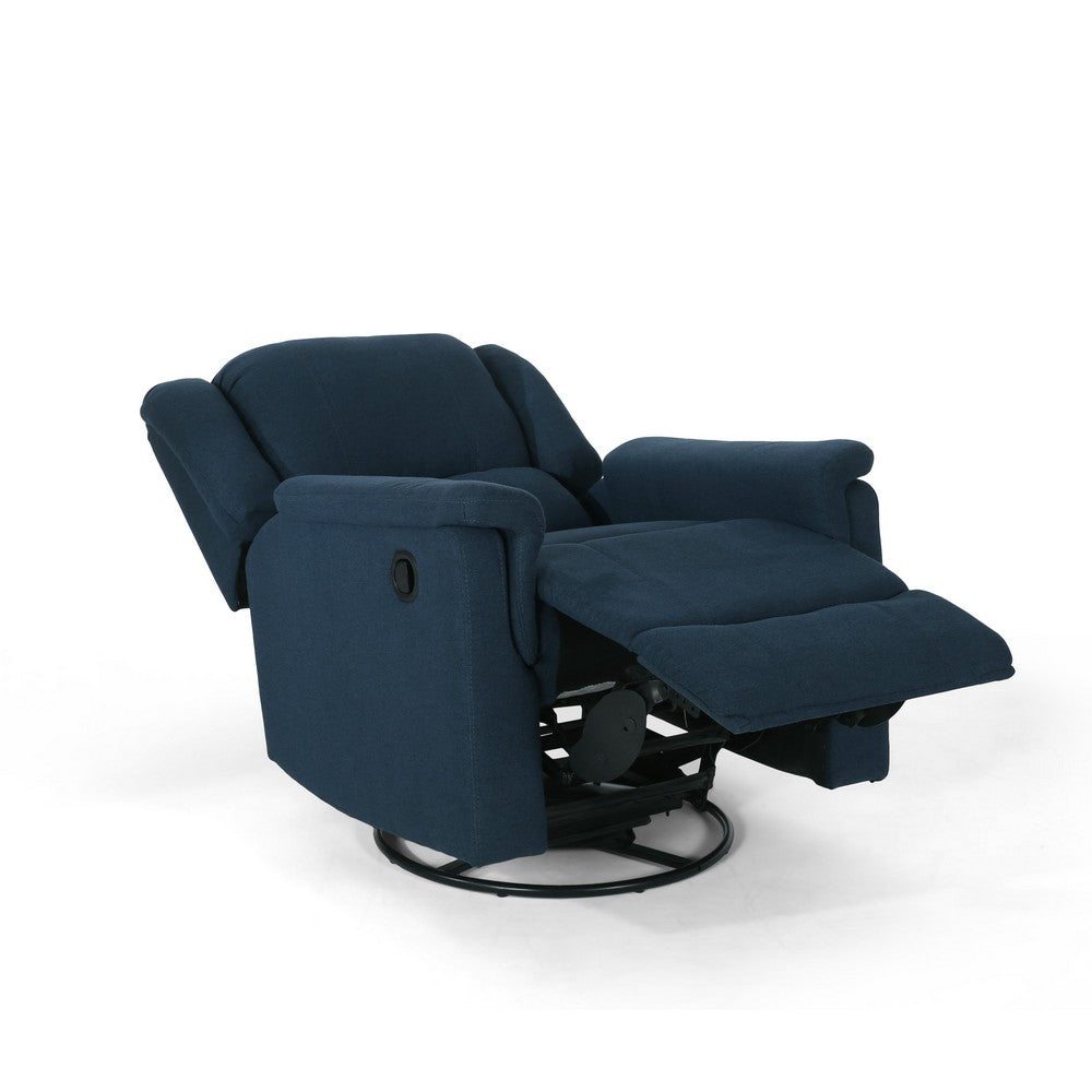 Doi Manual Glider Swivel Recliner Chair, Navy Blue Fabric