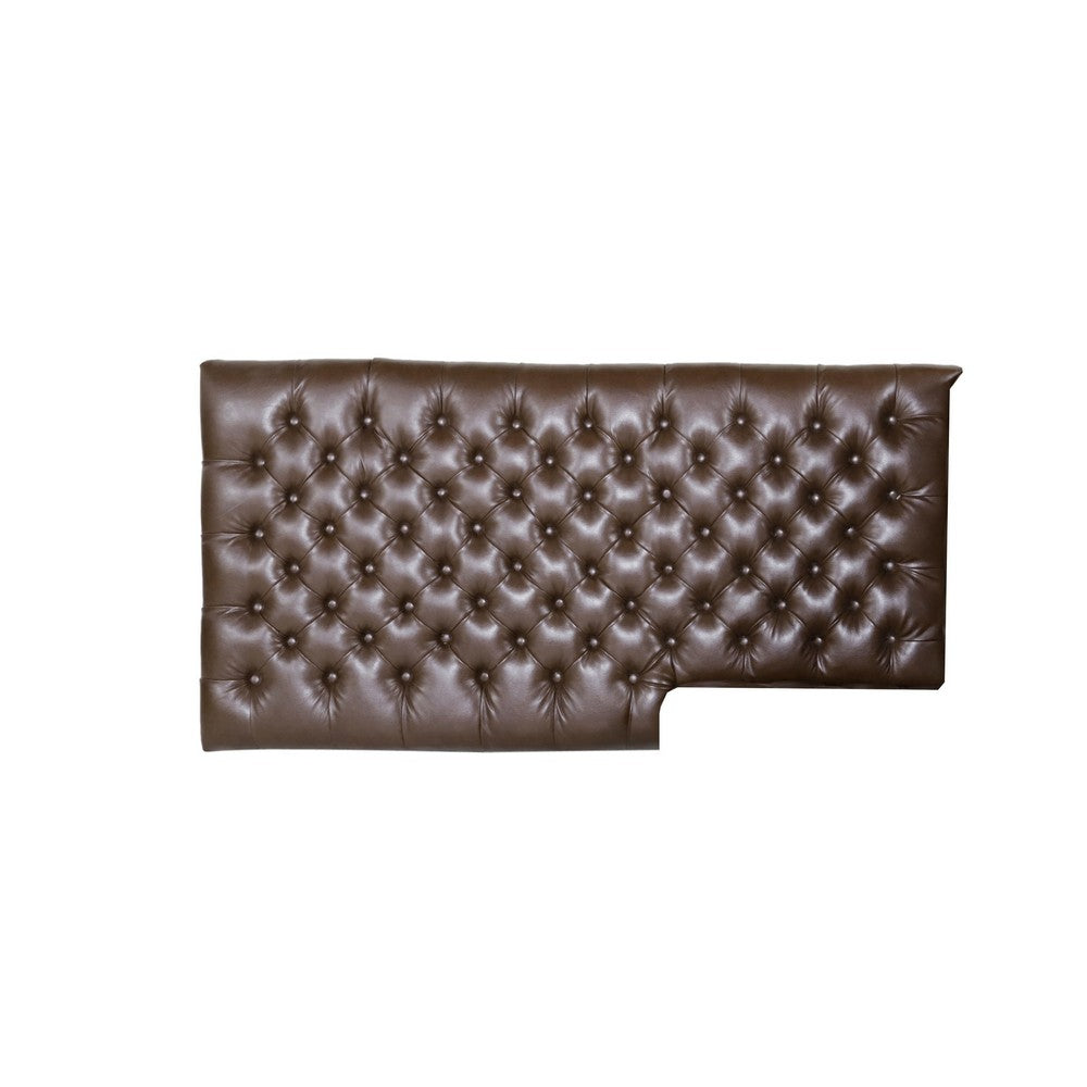 Ami Chaise Lounger, Tufted Dark Brown Faux Leather, Wood, 70 Inch