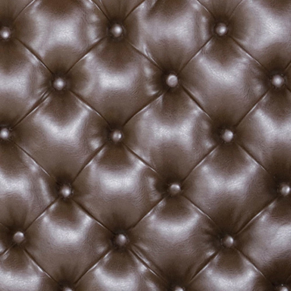 Ami Chaise Lounger, Tufted Dark Brown Faux Leather, Wood, 70 Inch