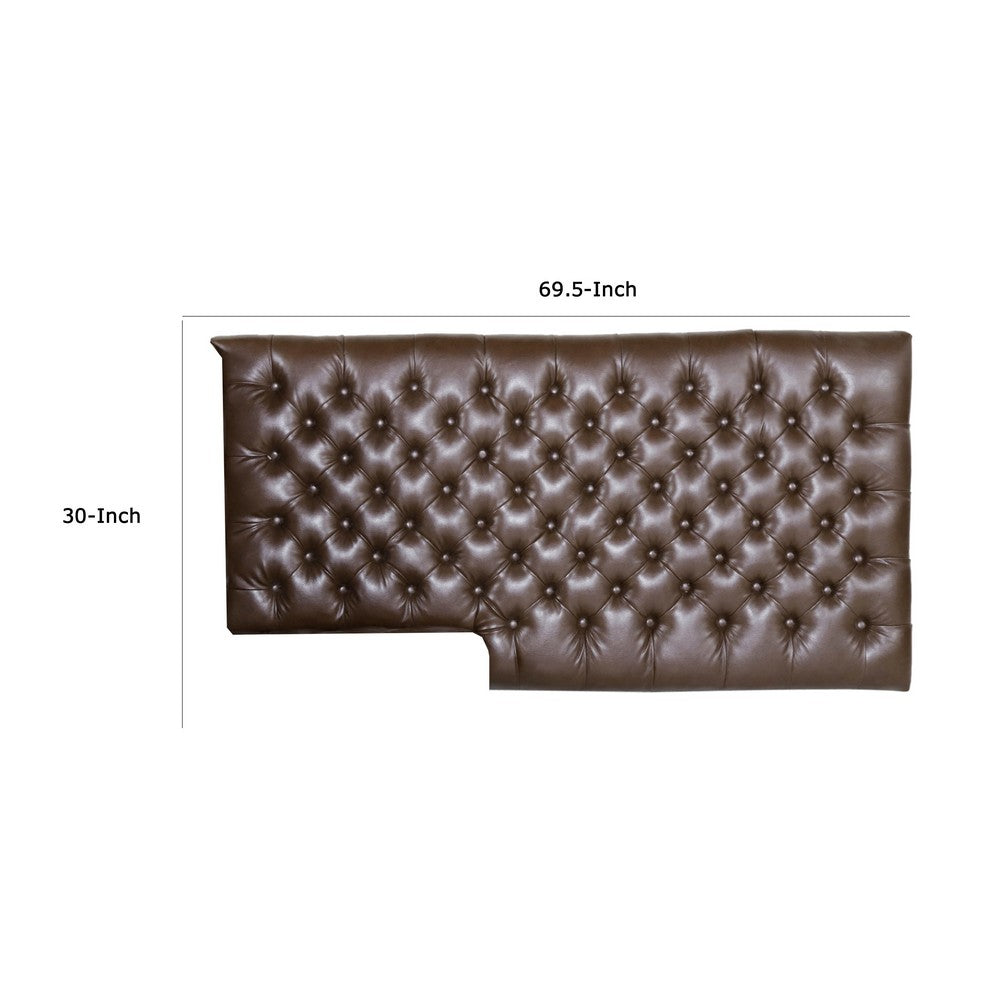 Ami Chaise Lounger, Tufted Dark Brown Faux Leather, Wood, 70 Inch