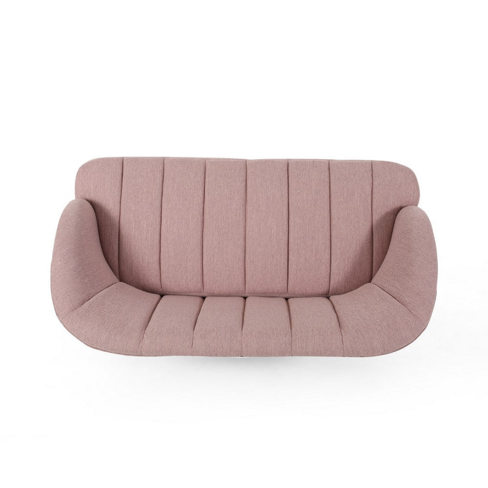 Buno Loveseat, Blush Pink Tufted Polyester, Metal Hairpin Legs 50 Inch