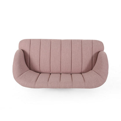 Buno Loveseat, Blush Pink Tufted Polyester, Metal Hairpin Legs 50 Inch