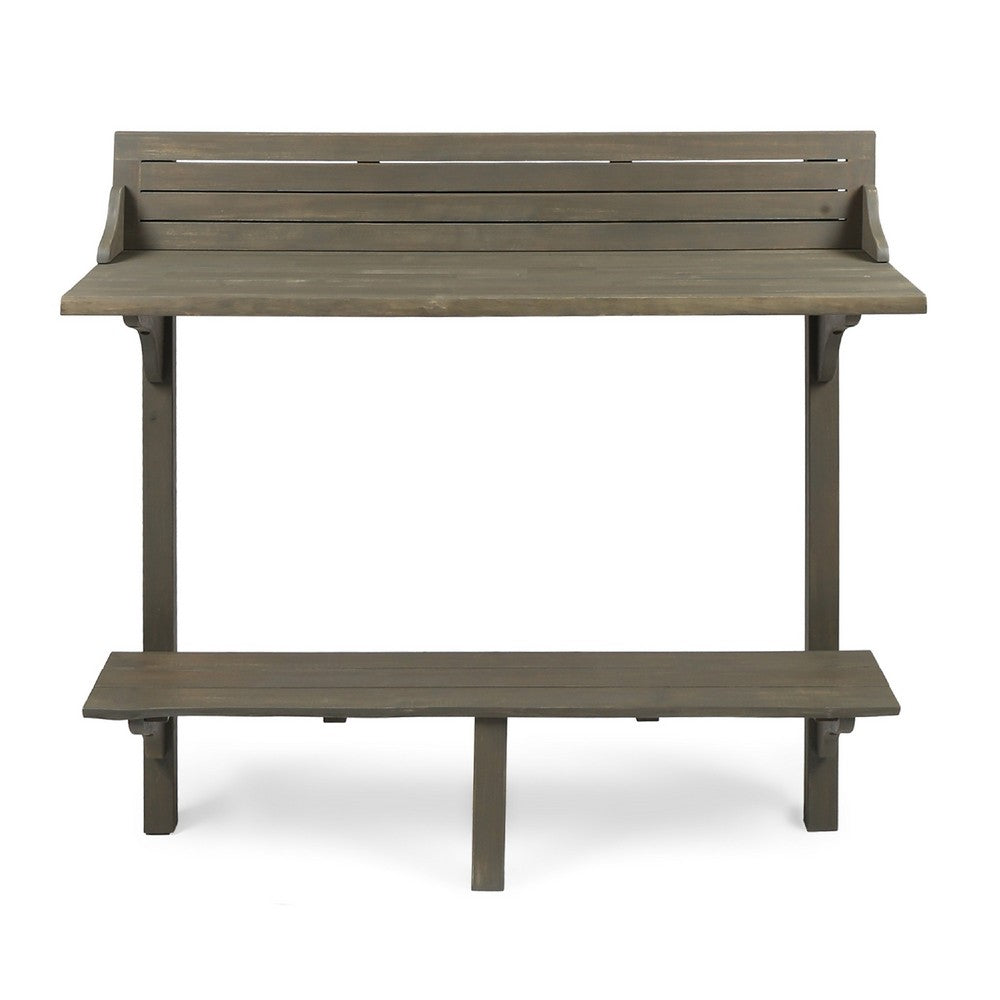 Outdoor Balcony Bar Table, Slim Design Gray Wood Frame, 50 Inch