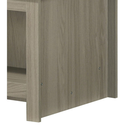 Nena Coffee Table with Open Shelves, Brown Wood Top, Oak Gray 43 Inch