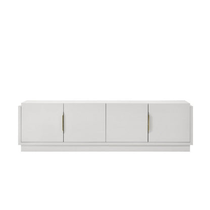 Penny TV Stand Media Cabinet, Adjustable Shelves, 4 Doors, White Wood