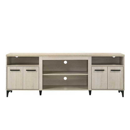 Evans TV Stand Media Cabinet, 4 Doors and Adjustable Shelf, Oak Brown