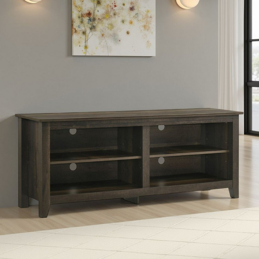 Trove TV Stand Media Cabinet w Open Shelves, Dusty Oak Brown 58 Inch