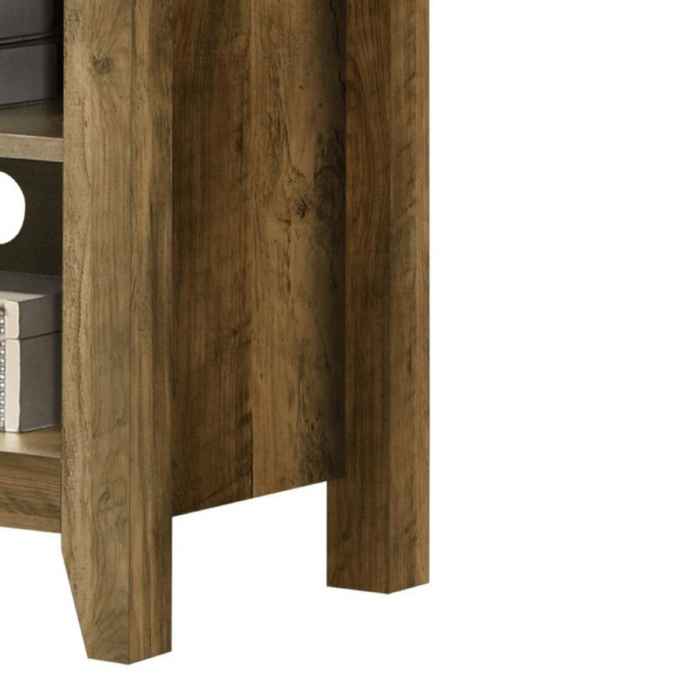 Nitto TV Stand Media Cabinet, Adjustable Shelves, Oak Brown 70 Inch