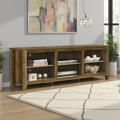 Nitto TV Stand Media Cabinet, Adjustable Shelves, Oak Brown 70 Inch