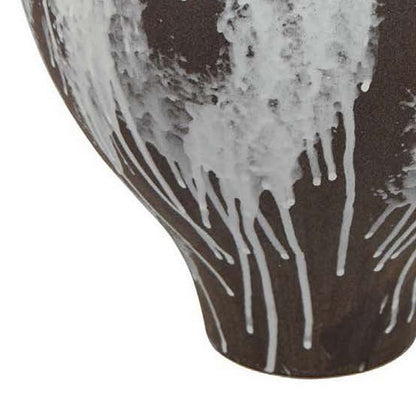 Gezy Decorative Flower Vase, 15 Inch Bulb Shape, Brown White Ceramic