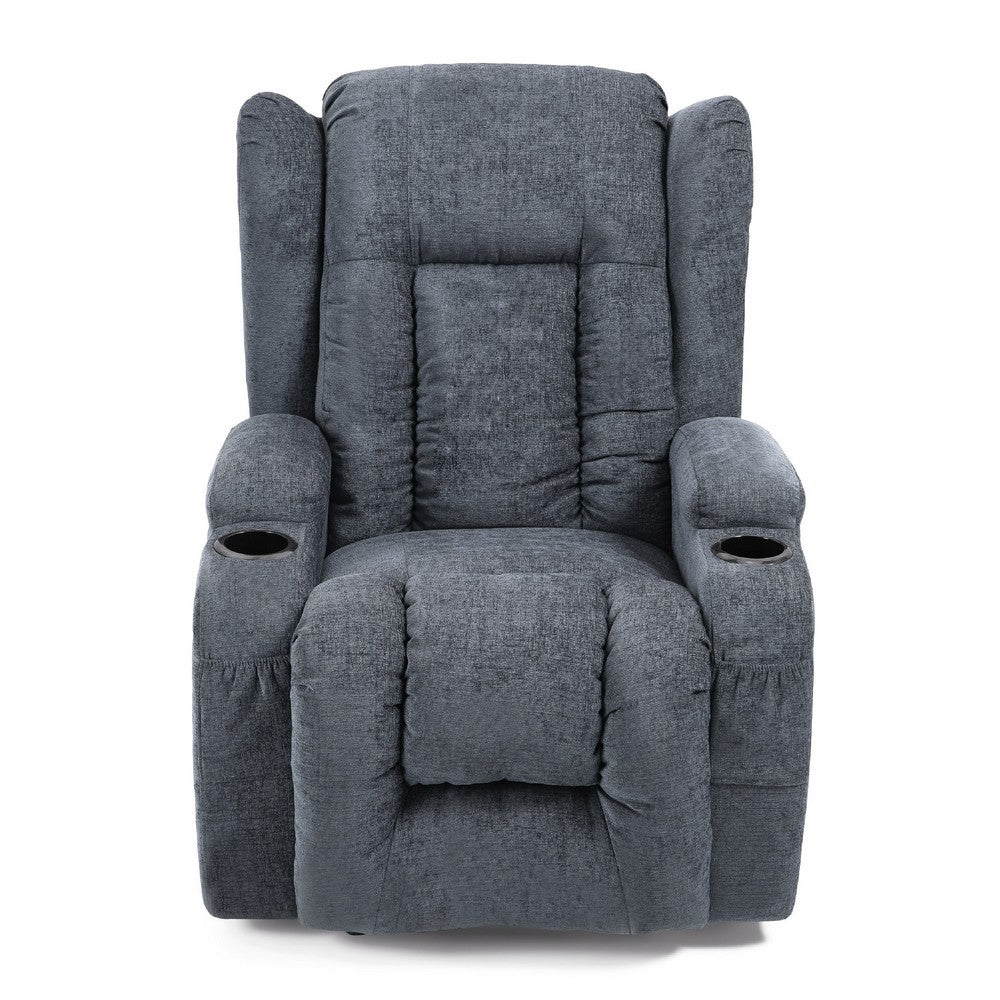 Manual Massage Recliner Chair, Charcoal Gray Fabric, Soft Cushioned