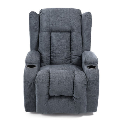 Manual Massage Recliner Chair, Charcoal Gray Fabric, Soft Cushioned