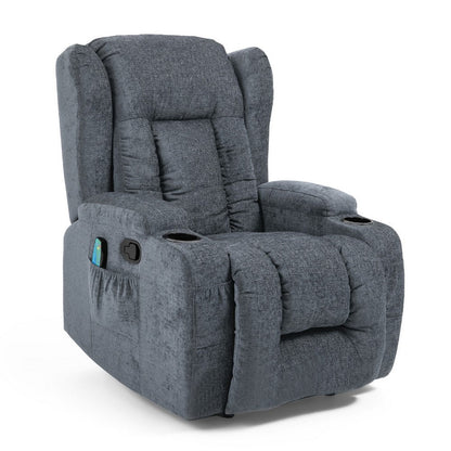 Manual Massage Recliner Chair, Charcoal Gray Fabric, Soft Cushioned