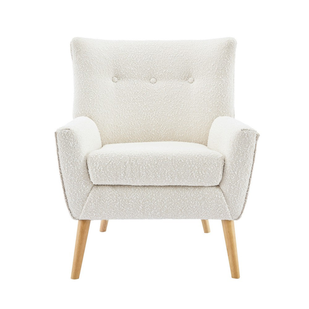 Accent Chair, Tufted Wingback, Modern Almond White Granular Fabric