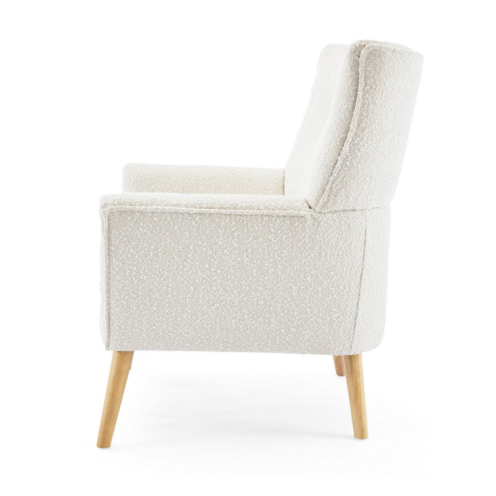 Accent Chair, Tufted Wingback, Modern Almond White Granular Fabric