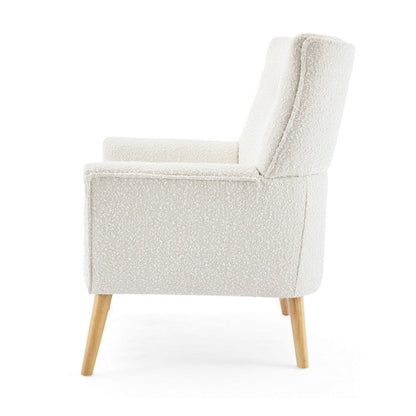 Accent Chair, Tufted Wingback, Modern Almond White Granular Fabric