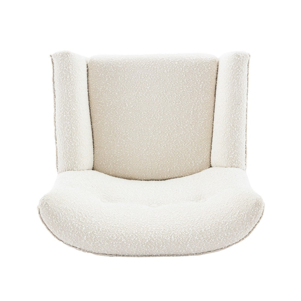 Accent Chair, Tufted Wingback, Modern Almond White Granular Fabric