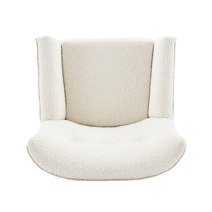 Accent Chair, Tufted Wingback, Modern Almond White Granular Fabric