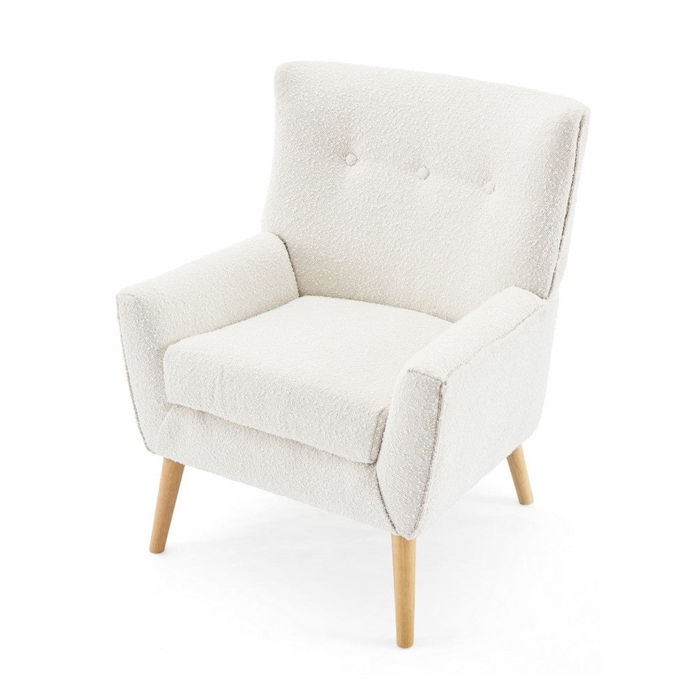 Accent Chair, Tufted Wingback, Modern Almond White Granular Fabric