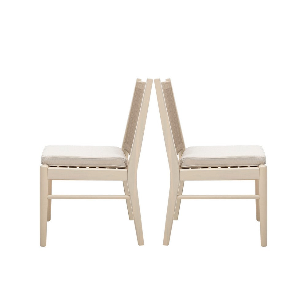 Orry Dining Side Chair Set of 2, Sand Brown Roped Back, Acacia Wood