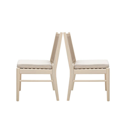 Orry Dining Side Chair Set of 2, Sand Brown Roped Back, Acacia Wood
