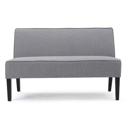 Cimy Armless Loveseat, Birch Wood Black Legs, Gray Polyester, 50 Inch