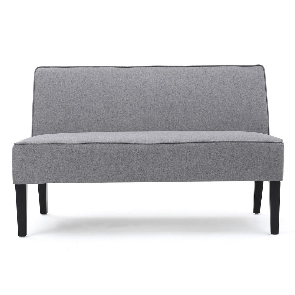 Cimy Armless Loveseat, Birch Wood Black Legs, Gray Polyester, 50 Inch