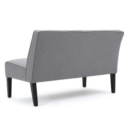 Cimy Armless Loveseat, Birch Wood Black Legs, Gray Polyester, 50 Inch