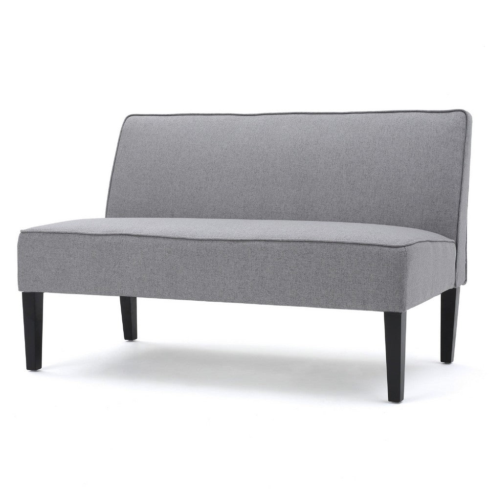 Cimy Armless Loveseat, Birch Wood Black Legs, Gray Polyester, 50 Inch