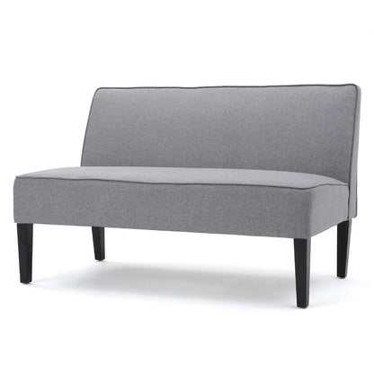 Cimy Armless Loveseat, Birch Wood Black Legs, Gray Polyester, 50 Inch