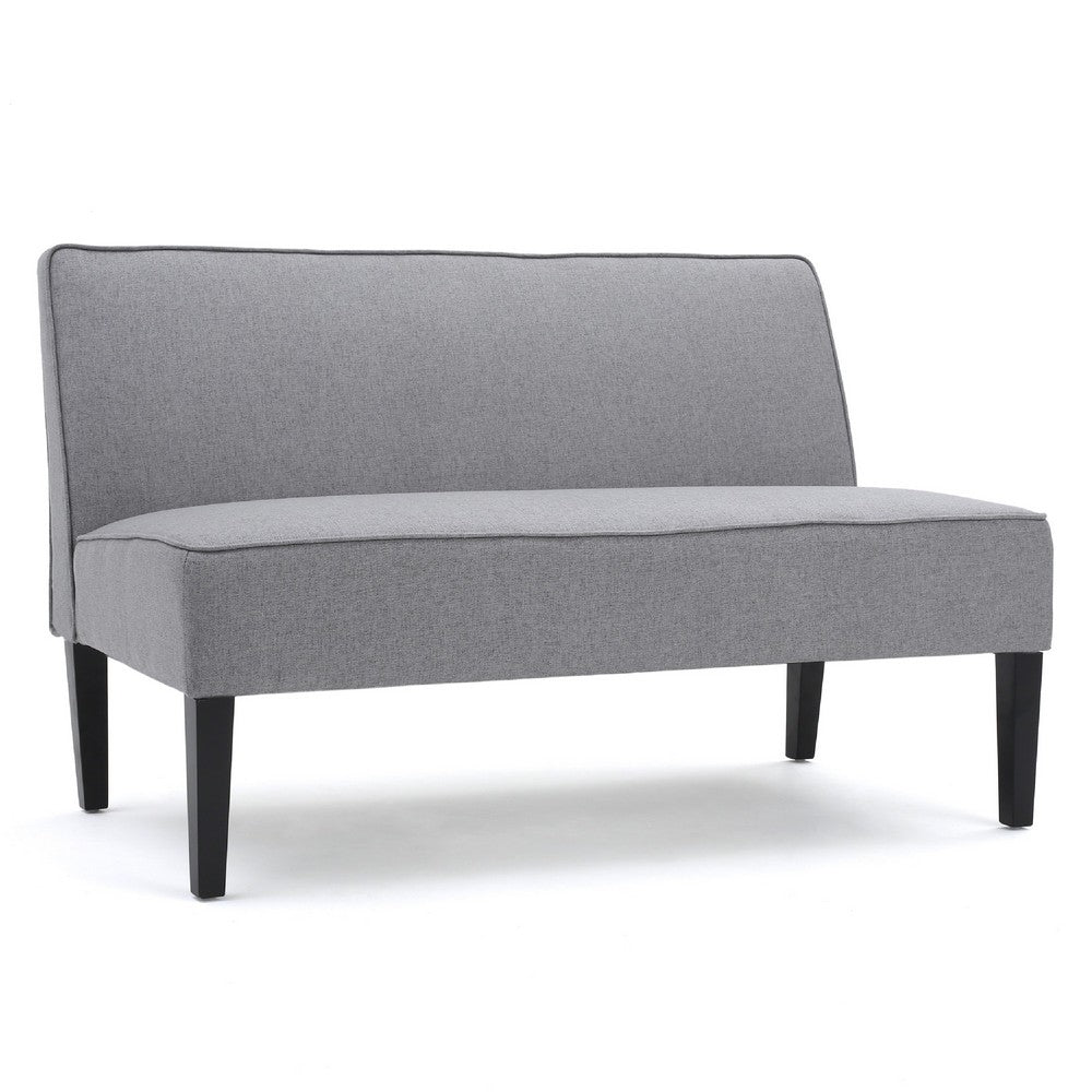 Cimy Armless Loveseat, Birch Wood Black Legs, Gray Polyester, 50 Inch