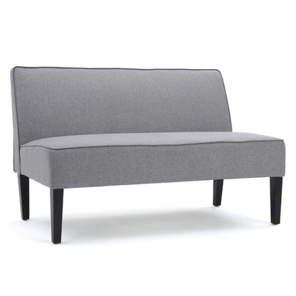 Cimy Armless Loveseat, Birch Wood Black Legs, Gray Polyester, 50 Inch