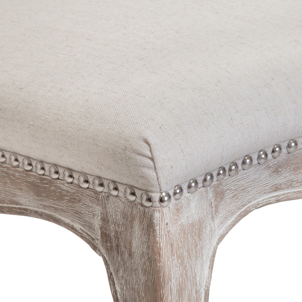 Cen Dining Side Chair Set of 2, Beige Tufted Back, Gray Wood Legs