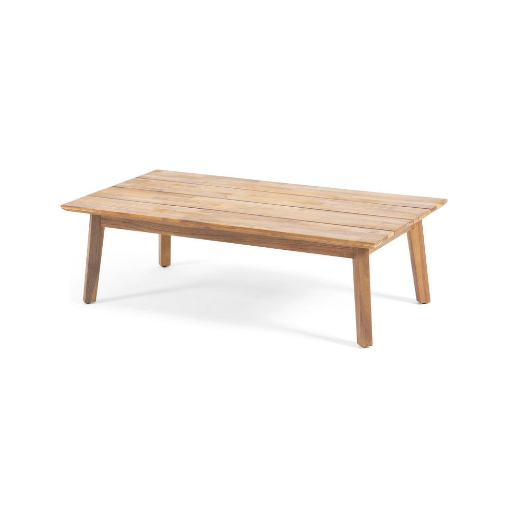 Loveseat and Coffee Table Outdoor Set, Slatted Brown Acacia Wood