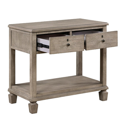 Cely Nightstand, 2 Drawers with Lower Open Shelf, Gray Oak Veneer