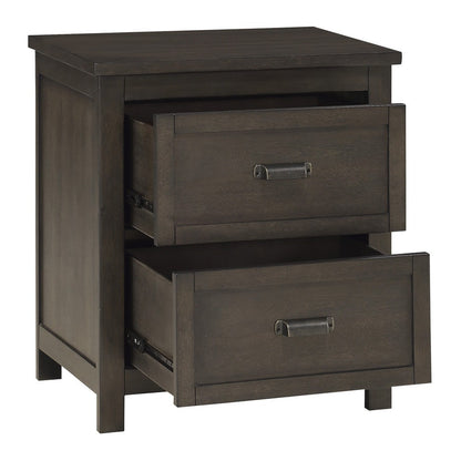 Bron Nightstand, 2 Drawers, Dark Cherry Brown Birch Veneer, 28 Inch