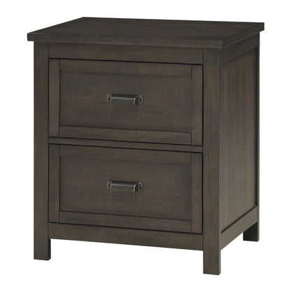 Bron Nightstand, 2 Drawers, Dark Cherry Brown Birch Veneer, 28 Inch