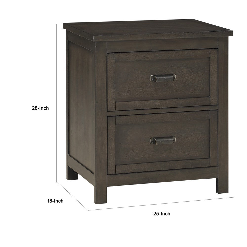 Bron Nightstand, 2 Drawers, Dark Cherry Brown Birch Veneer, 28 Inch