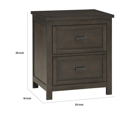 Bron Nightstand, 2 Drawers, Dark Cherry Brown Birch Veneer, 28 Inch