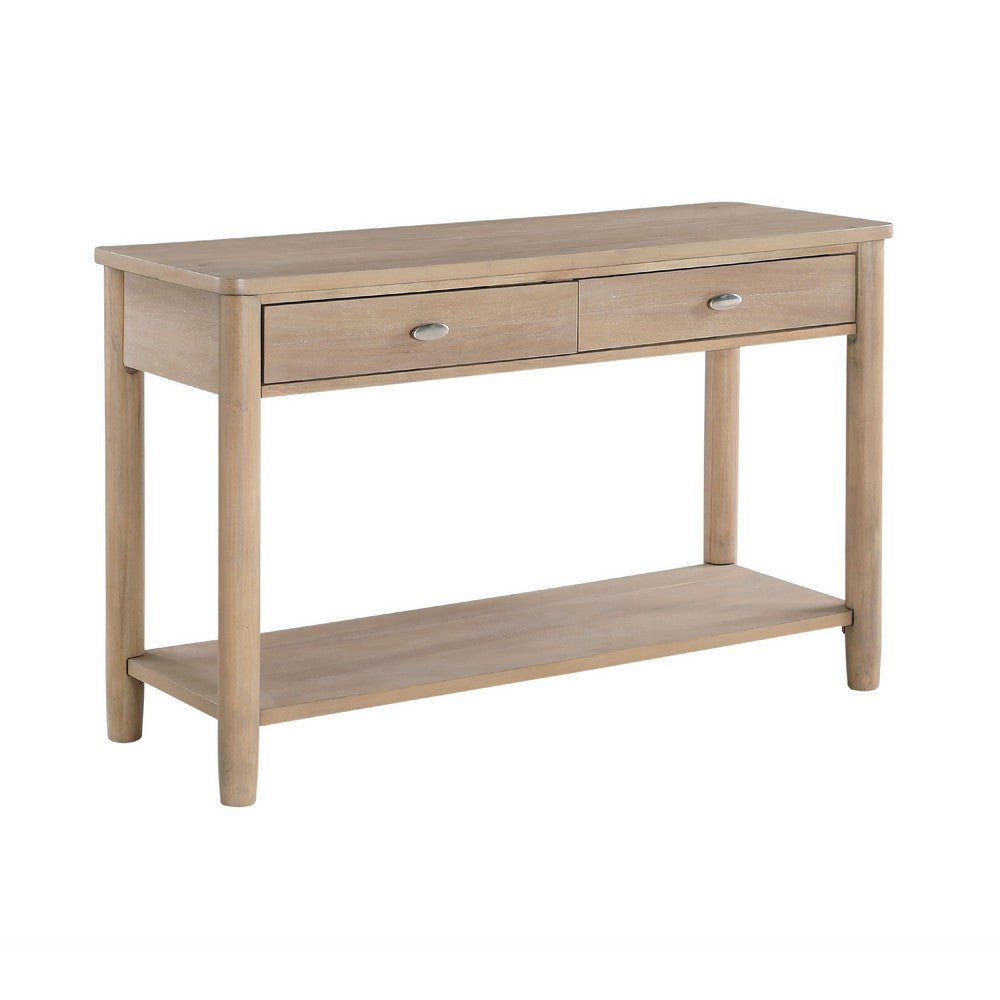 Neka Sofa Console Table, Farmhouse Natural Brown Wood Veneer, 48 Inch