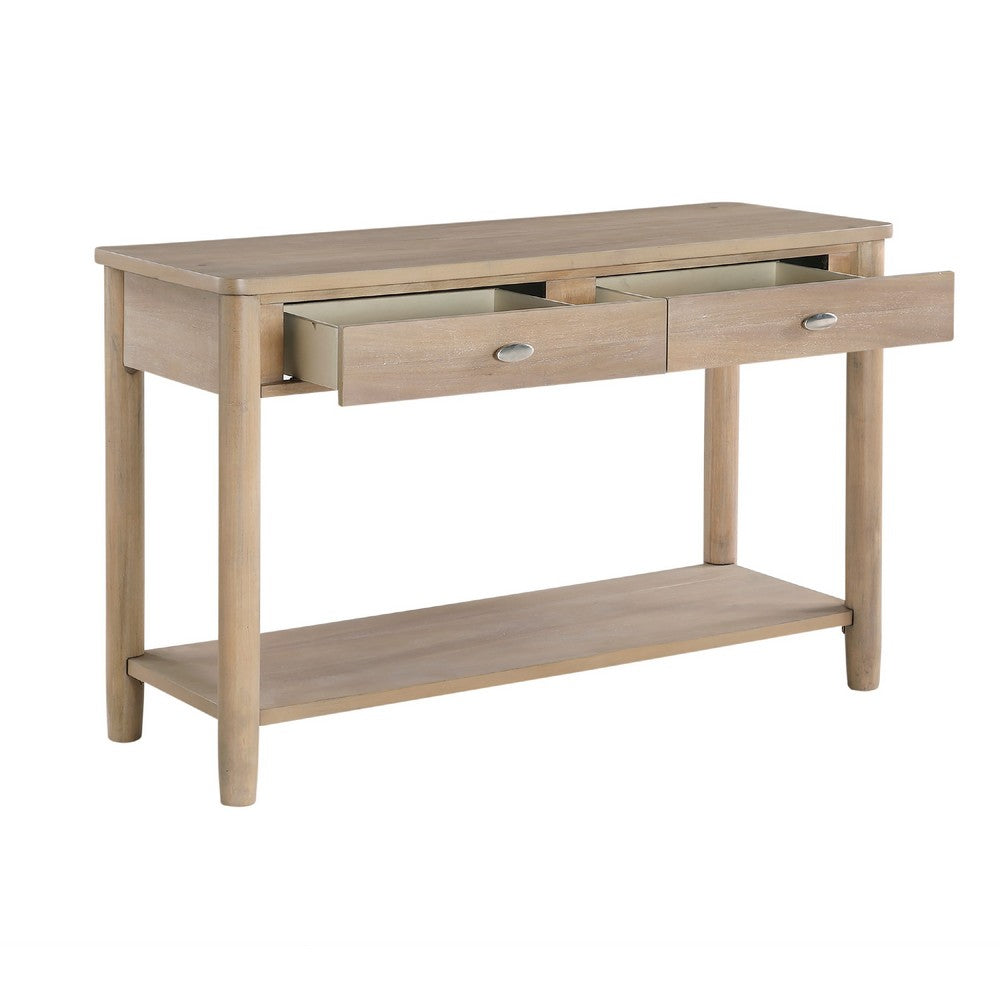 Neka Sofa Console Table, Farmhouse Natural Brown Wood Veneer, 48 Inch