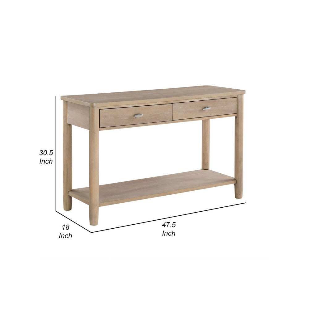 Neka Sofa Console Table, Farmhouse Natural Brown Wood Veneer, 48 Inch