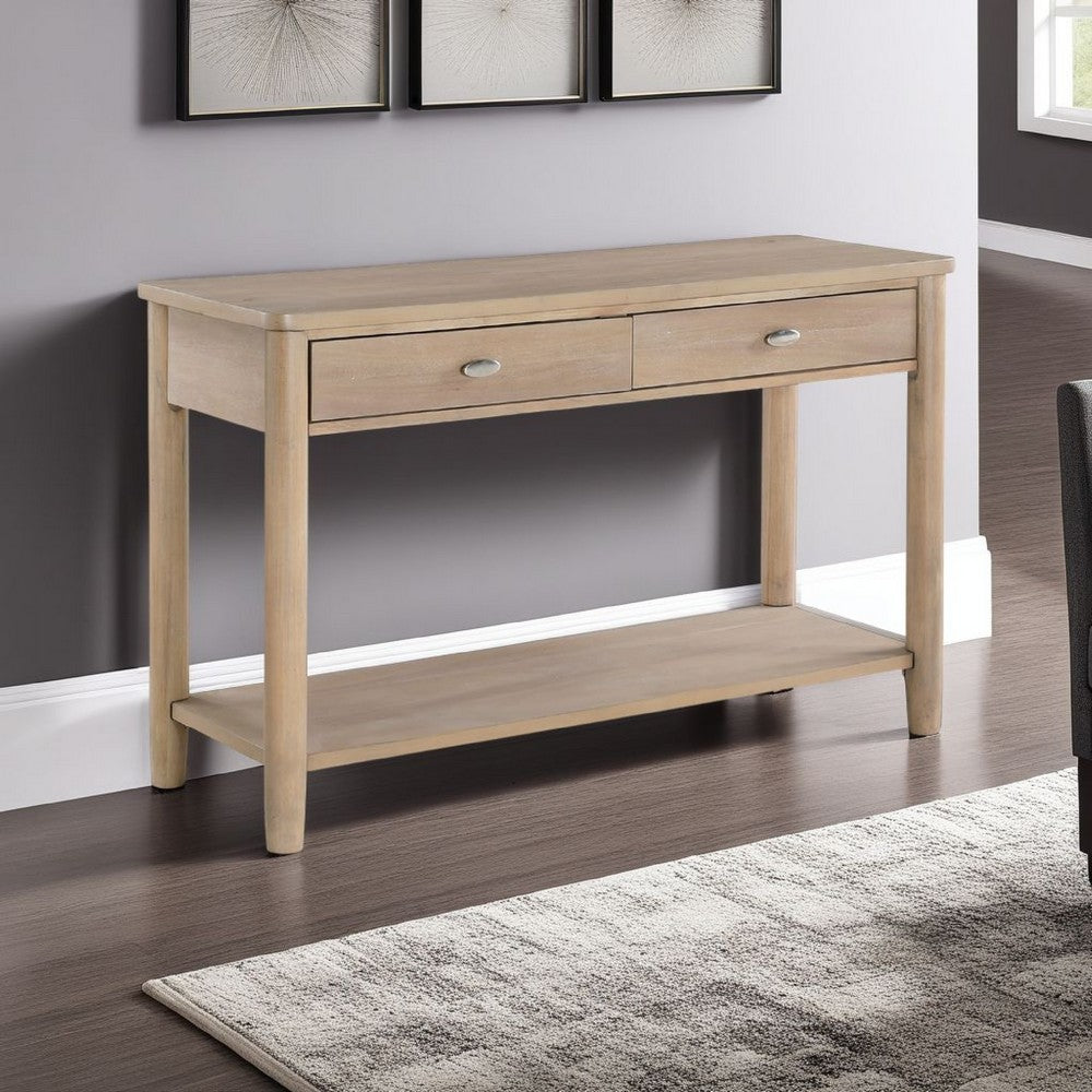 Neka Sofa Console Table, Farmhouse Natural Brown Wood Veneer, 48 Inch