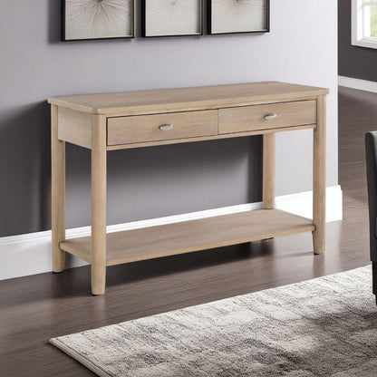 Neka Sofa Console Table, Farmhouse Natural Brown Wood Veneer, 48 Inch