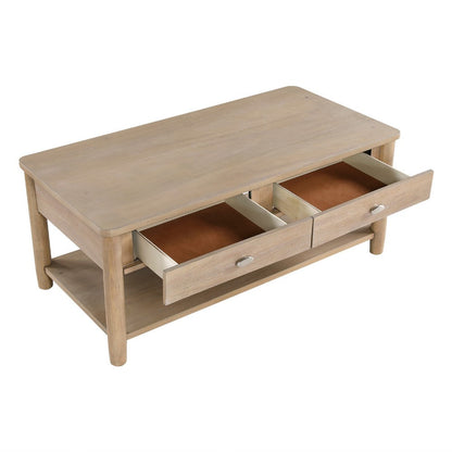 Neka Coffee Table, Farmhouse Natural Brown Wood and Veneer, 48 Inch
