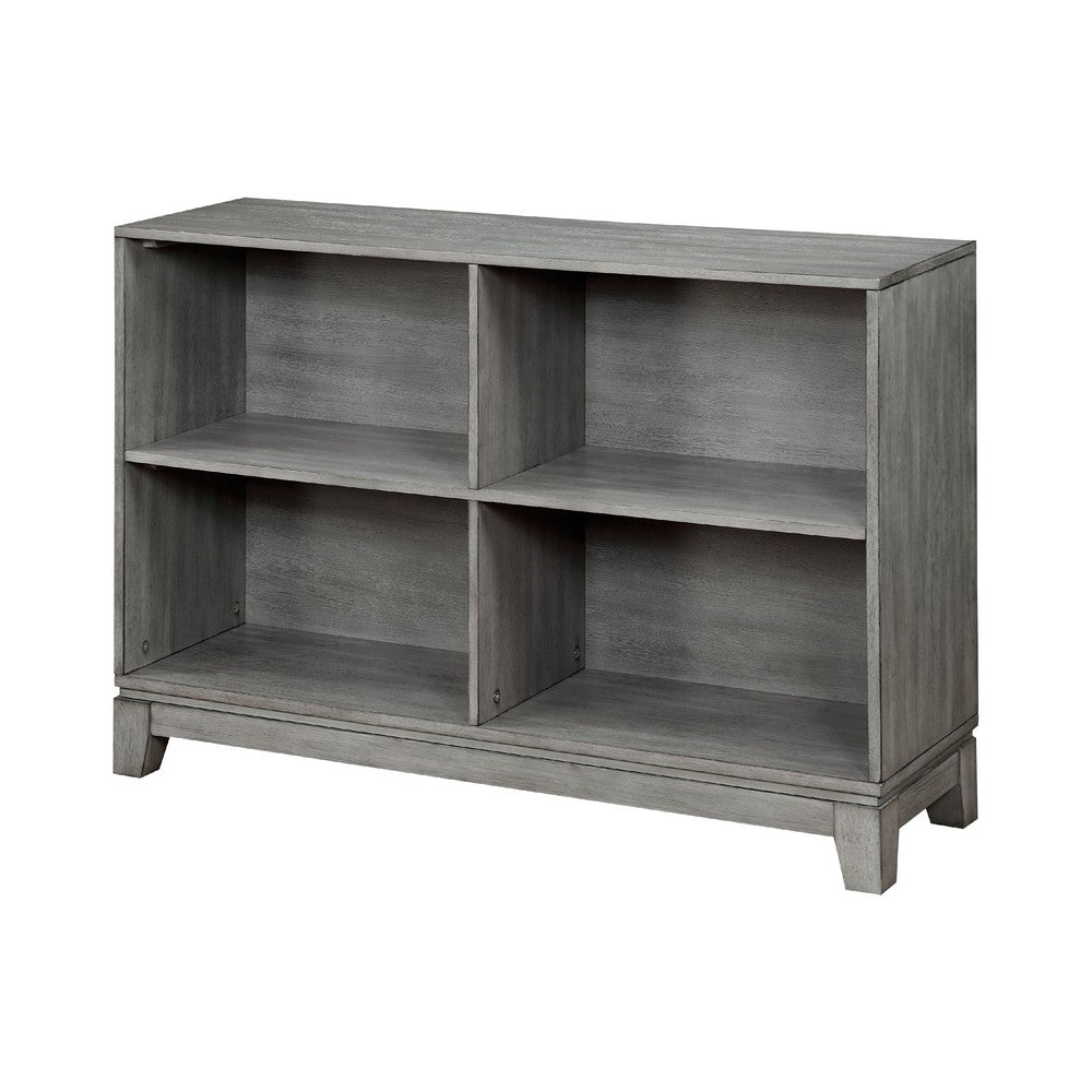 Thiem Cubby Bookcase, 43 Inch Wide 4 Shelves, Rustic Gray Veneer