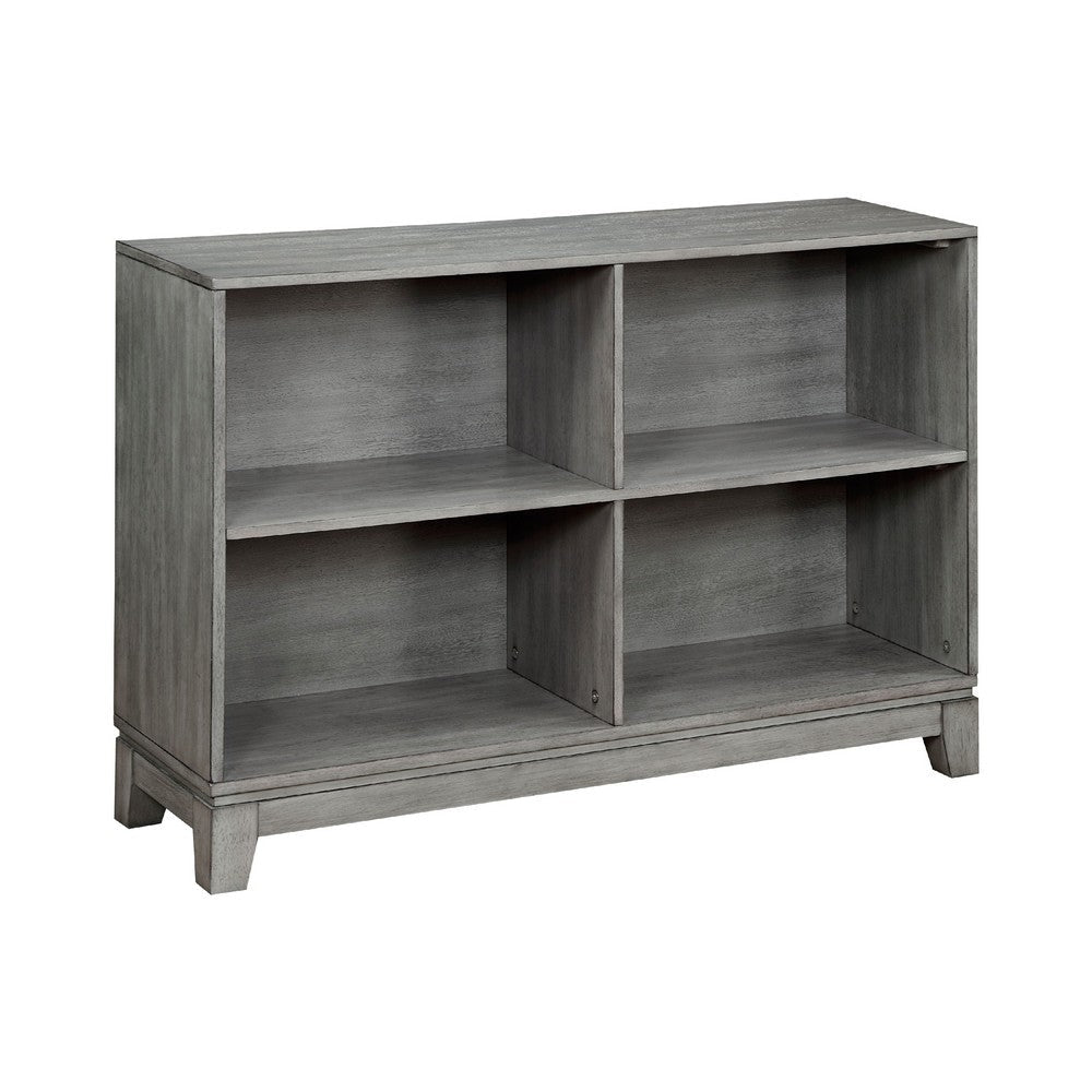 Thiem Cubby Bookcase, 43 Inch Wide 4 Shelves, Rustic Gray Veneer