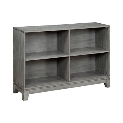 Thiem Cubby Bookcase, 43 Inch Wide 4 Shelves, Rustic Gray Veneer