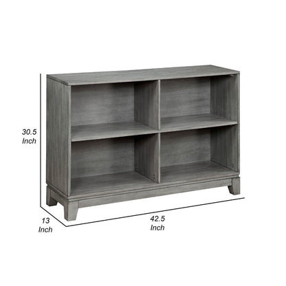 Thiem Cubby Bookcase, 43 Inch Wide 4 Shelves, Rustic Gray Veneer