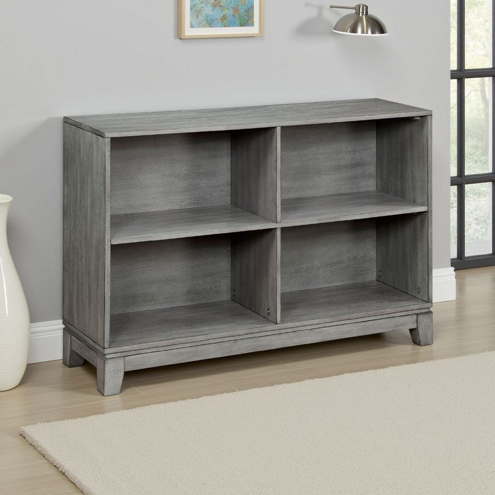 Thiem Cubby Bookcase, 43 Inch Wide 4 Shelves, Rustic Gray Veneer